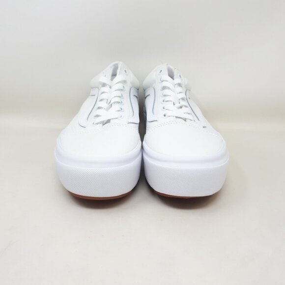 Vans Old Skool Stacked Platform Shoe Sneaker Canvas White Mens 7.5 / Womens 9 US - Picture 7 of 12